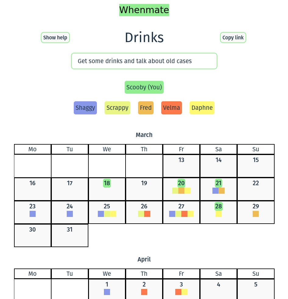 Whenmate screenshot
